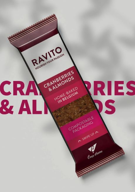 RAVITO Cranberries amandes Bio - 40g - Coup d'Barre