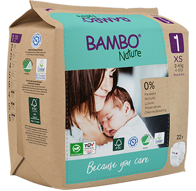 Couches écologiques pour bébés - Newborn (1/XS) : 2-4kg - BAMBO - 22 pcs