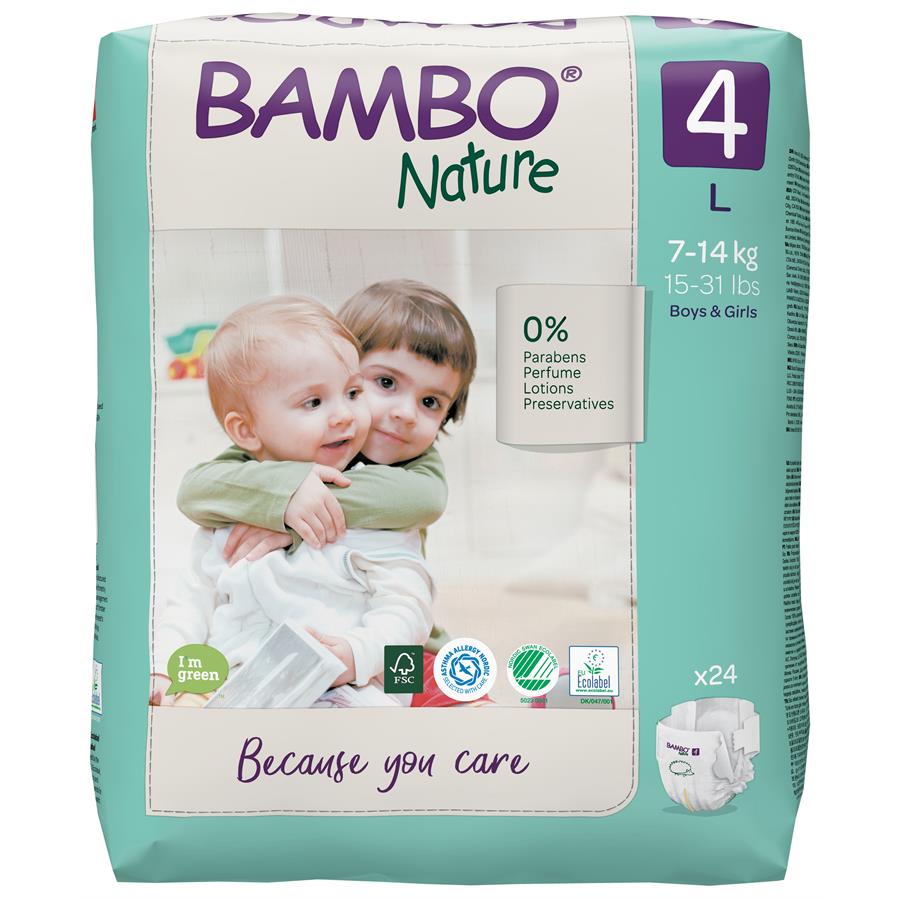 Couches écologiques pour bébés - Maxi (4/L) - 7-14kg - 48 pc - Bambo