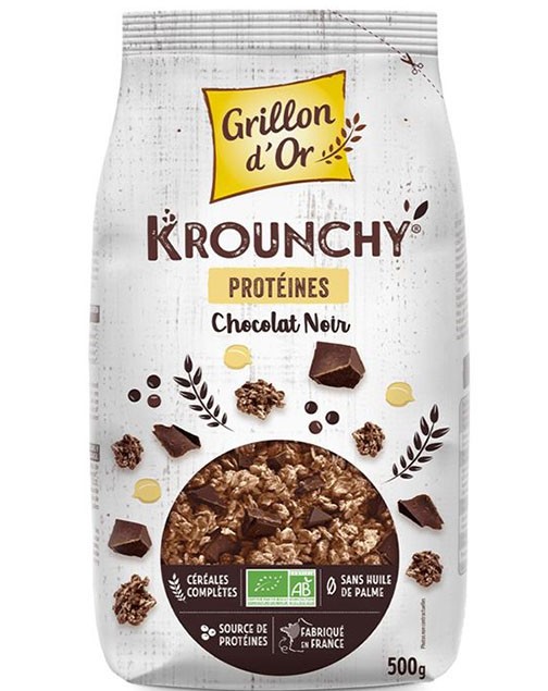 Krounchy chocolat noir protéiné - 500 g - Grillon d'Or