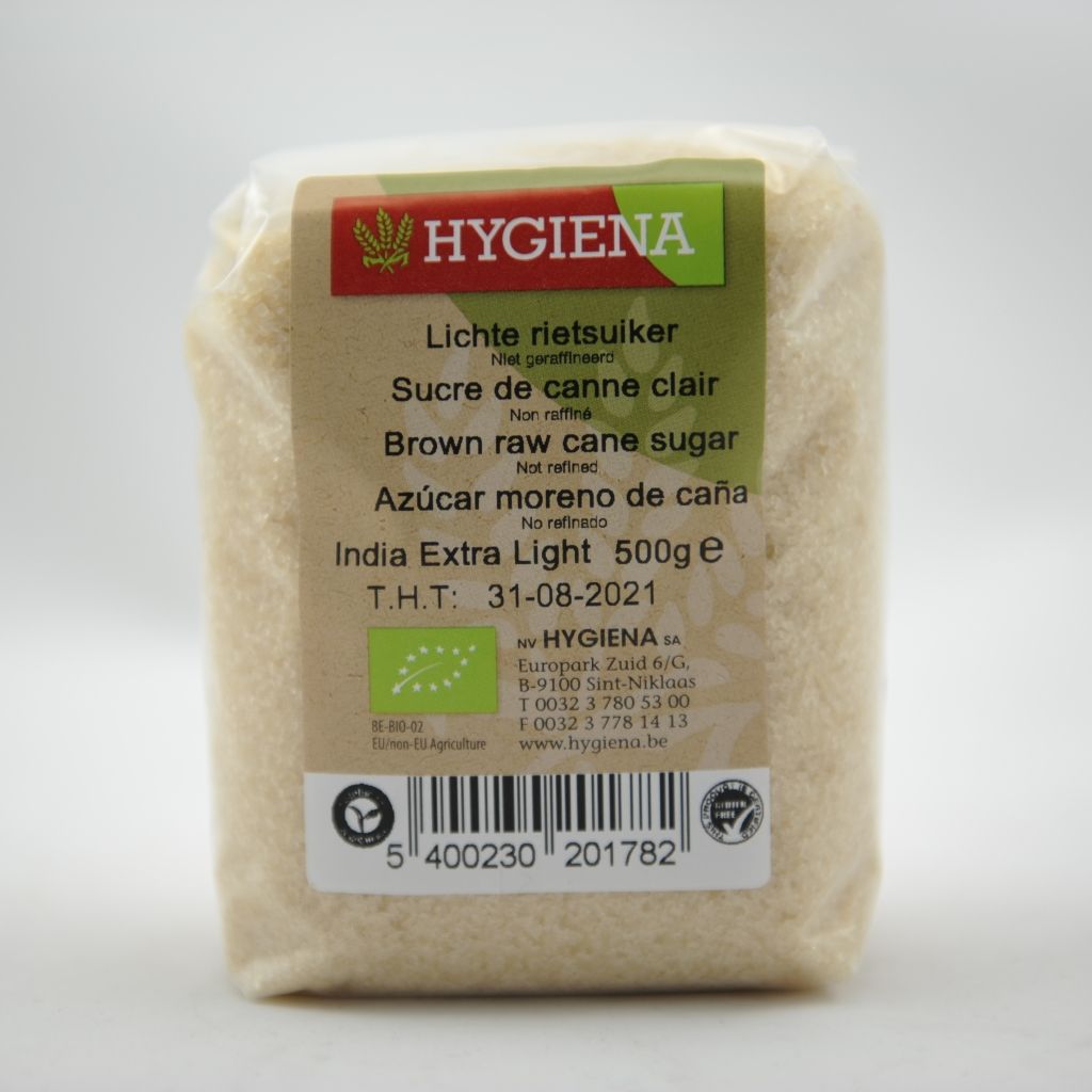 Sucre de canne clair bio - 500 gr - Hygiena
